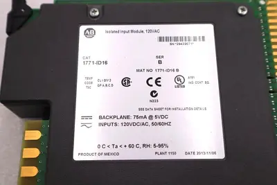 ALLEN BRADLEY 1771-ID16 SER B 120VAC DC/AC ISOLATED INPUT MODULE #L-522