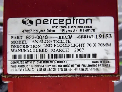 Perceptron 923-0010 Analog Trilite LED Flood Light Rev. V 70mm x 70mm Used