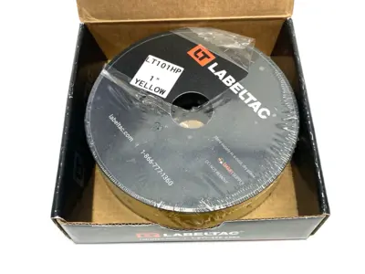 USED LABELTAC PRO MODEL HIGH PERF. 10 YEAR VINYL LABEL 1" X 150' /ROLL YELLOW