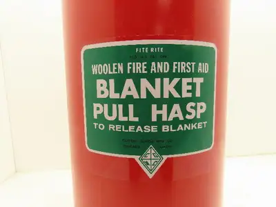 Fite Rite Wool Fire & First Aid Blanket Wall Mount Holder Red Metal Canister