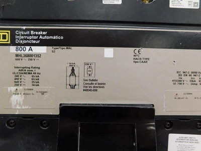 Used Square D MHL368001352 Circuit Breakers Ohio US | Equipment Recovery Corp. #1331127