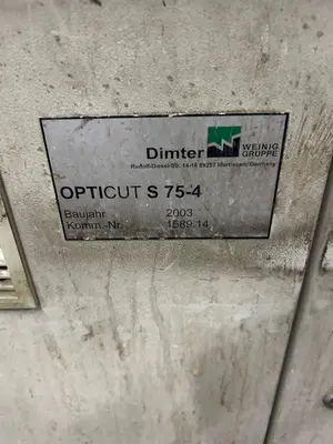 6" HIGH X 14" WIDE DIMTER  OPTICUT MODEL #S75 CROSS-CUT AUTOMATIC WOOD SAW, NEW 2003: STOCK #22923