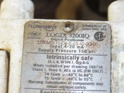 Flowserve Kammer 0350P2 1" Diaphragm Control Valve with Logix 3200IQ Positioner