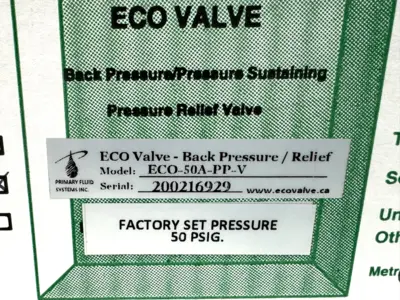 NEW ECO VALVE ECO-50A-PP-V PRESSURE RELIEF VALVE 1/4" DN15 THREADED