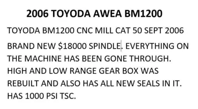 2006 TOYODA AWEA BM1200 CNC Vertical Machining Centers | Silverlight CNC, Inc (11)