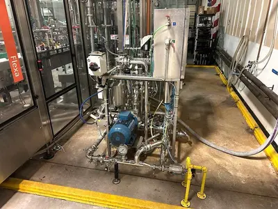Complete KOSME Bottling Line Includes Depalletizer, Barifill Glass Filler & Flexa Labeler