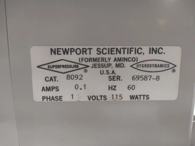 NEWPORT SCIENTIFIC HYGRODYNAMICS DEW POINT MONITOR 8092 0.1AMP 115VOLT 1PH