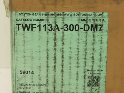 Boston Gear TWF113A-300-DM7 Parallel Shaft Gearbox 300:1 Double Reduction 56C