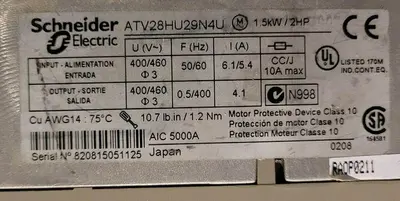 USED SQUARE D ATV28HU29N4U