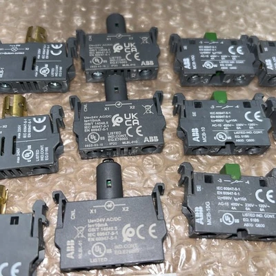 ABB Assortment (10) NEW No Box ABB MCB-10G (3)MLBL-01 (4) MLB-4 Contact Blocks