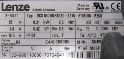 NEW LENZE MCS06C60LRS0B0-A11N-ST5S00N-R2SU SERVO MOTOR