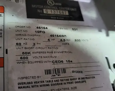 Full Voltage Contactor MCC Bucket Size 1