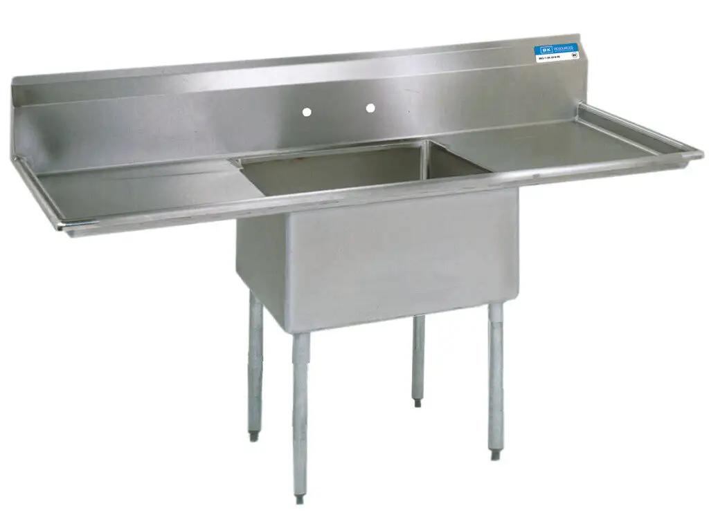 Compass 1 Compartment Sink w/ & Dual 18" Drainboards 18" x 18" x 12" D Bowl