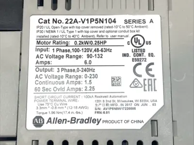 Used Allen-Bradley Ser. A PowerFlex 4 VFD 1P 0.25HP 100-120V 48-63Hz Variable Speed Drives Michigan US | Maverick Industrial Sales #1397762