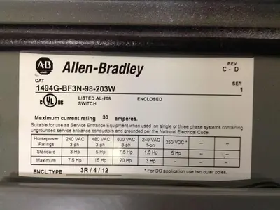 USED ALLEN BRADLEY 1494G-BF3N-98-203W SER 1