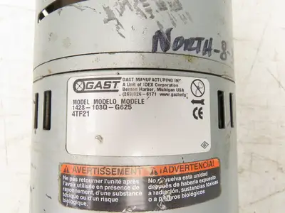 Gast 1423-103Q-G625 Compressor Vacuum Pump 1Hp 13.2CFM 230/460V 3PH 3/8"NPT