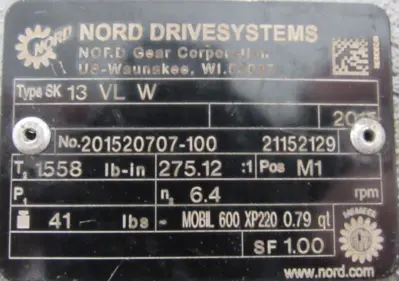 NEW NORD SK13VLW GEAR DRIVE 275.12:1