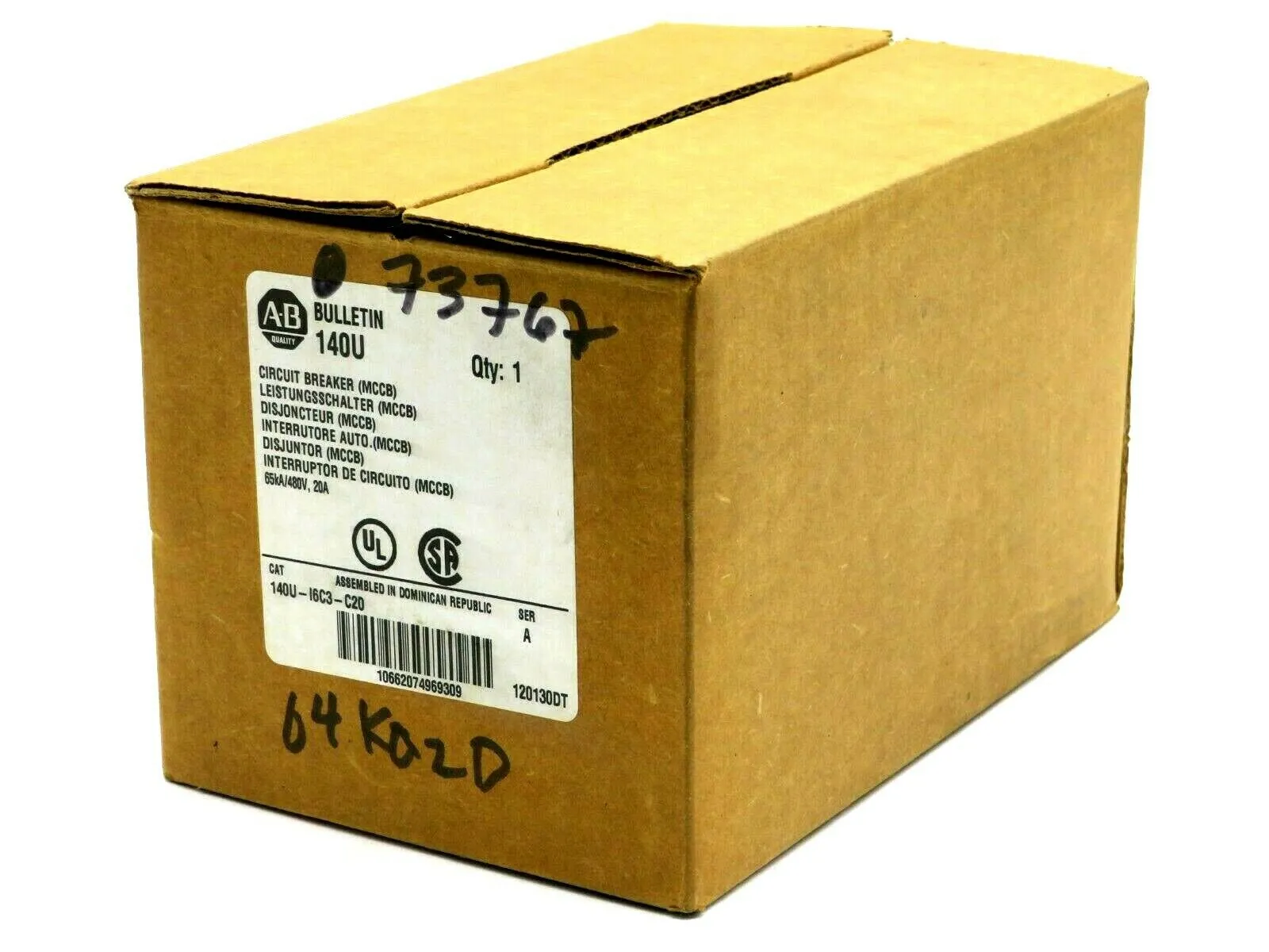 NEW ALLEN BRADLEY 140U-16C3-C20 CIRCUIT BREAKER 480V 20A SER A 140UI6C3C20
