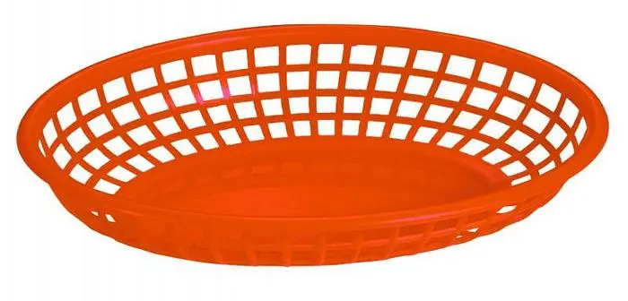 Plastic 9 1/4" x 5 3/4" oval fast food Serving basket - RED - 12 PER CASE