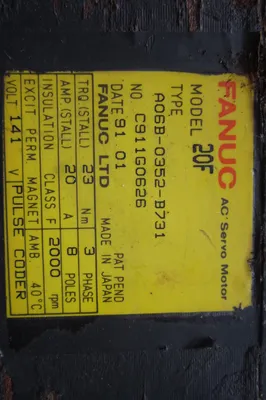 FANUC SERVO MOTOR A06B-0352-B731 MODEL 20 F A06B0352B731