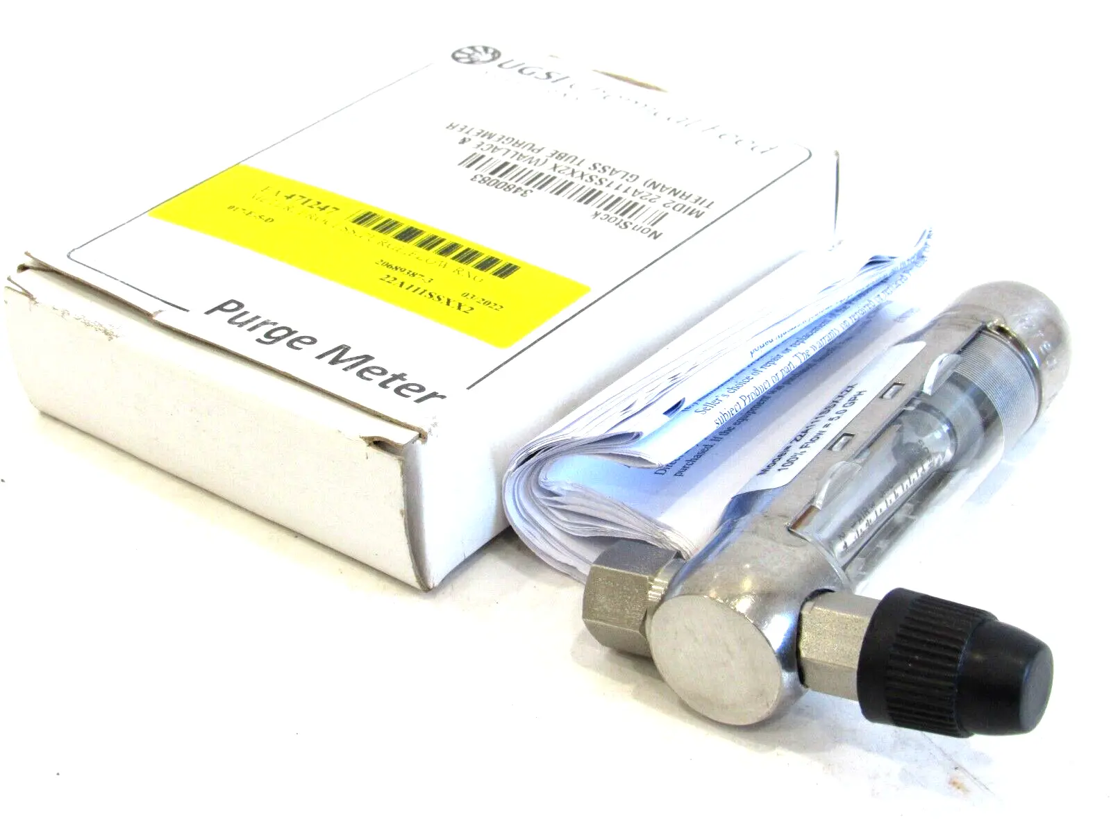 NEW USGI VAREA METER 22A111SSXX2X GLASS TUBE PURGEMETER