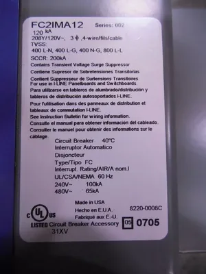 Square D FC2IMA12 Surgelogic I-Line Transient Voltage Surge Suppressor Used