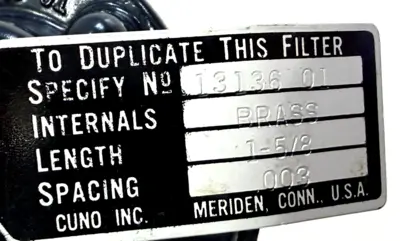 NEW CUNO 13136-01-20-0030 OIL FILTER 250 PSI 200F
