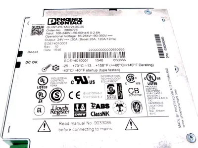 NEW PHOENIX CONTACT QUINT-PS/1AC/24DC/20 POWER SUPPLY 2866776 QUINTPS1AC24DC20