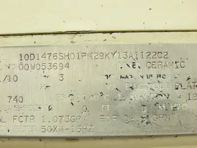 ABB 10D1476SH01PM29KY13A1122C2 Flow Tube Meter 1/10" 3mm Ceramic 740psi
