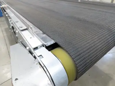 Habasit 38"x 11' 6" Slider Bed Conveyor 33.5"W Grip Belt 220V 3PH 5FPM