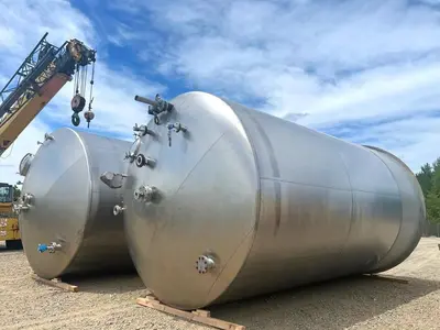 Tank, 15,000 Gallon, Vertical, 304L Stainless Steel, ASME, #5991729