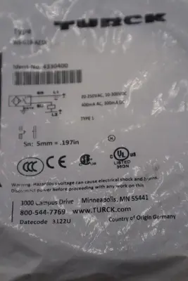 NEW TURCK 4330400 BI5-G18-AZ3X INDUCTIVE SENSOR STK G973A