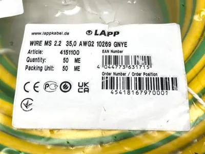 New | in-Stock LAPP ÖFLEX Multi-Standard Wire, Green/Yellow PVC, 1000V, 250' Cable & Wire Michigan US | Maverick Industrial Sales #1489499
