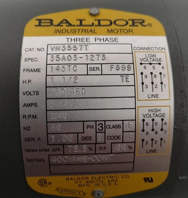New | in-Stock BALDOR VM3557T A.C. Motors Kentucky US | Edwards Industrial Repair #1348413