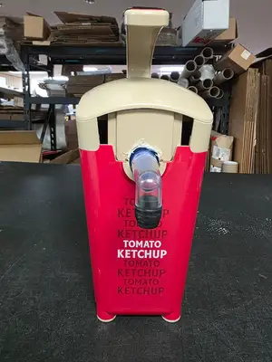 Used Keystone Used Heinz Keystone 1.5 Gallon Red Plastic Countertop Ketchup Pump Dispenser - FG9 Beverage Dispensers Illinois US | Falcon Restaurant Supply #1373534