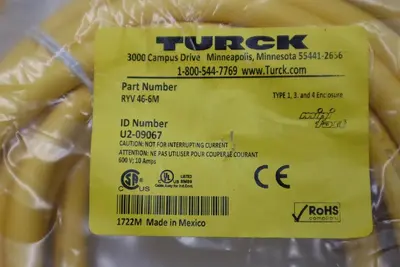 NEW Turck Actuator and Sensor Cordset RYV 40-6M STOCK H823