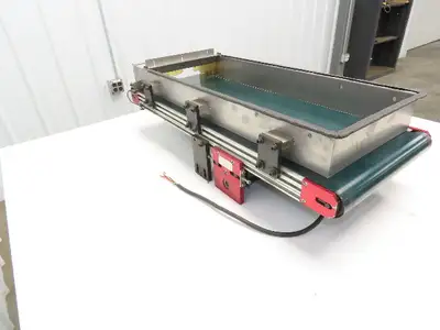 NKE 12"x 33" Small Parts Conveyor Low Profile Flat Belt Slow Feed 220V 1FPM