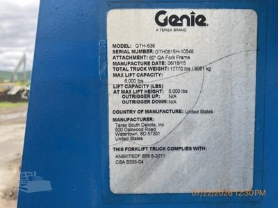 Used 2015 GENIE GTH636 Telehandlers New York US | Beck Equipment #1509297