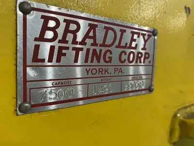 7,500 LB 3.75 TON BRADLEY SINGLE RIM VERTICAL COIL LIFTING TONG SCISSOR TYPE COIL LIFT: STOCK #15818