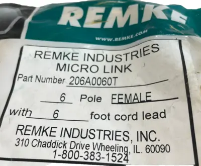 NEW LOT OF 3 REMKE 206A0060T FEMALE PLUG ASSEMBLY 6 FOOT CORD LEAD