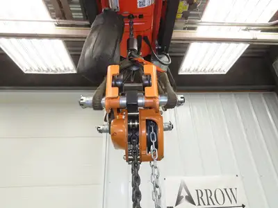 Vestil LOW-2P 1 Ton 2000Lb Chain Fall Hoist 9.8' Lift Push Trolley Low Headroom