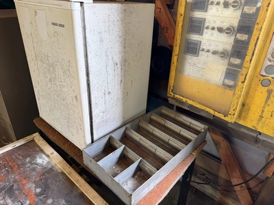(1) control cabinet filled with assorted electrical items, includes screws, wire, terminals, hose cl...