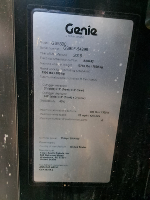 USED 2019 Genie GS-5390 RT