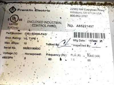 USED CERUS TITAN P SERIES VFD 3 PHASE AC NEMA 1 DRIVE W/ CIE1-ED005-P4/D