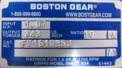 USED BOSTON GEAR F71510B5J GEAR REDUCER 10:1