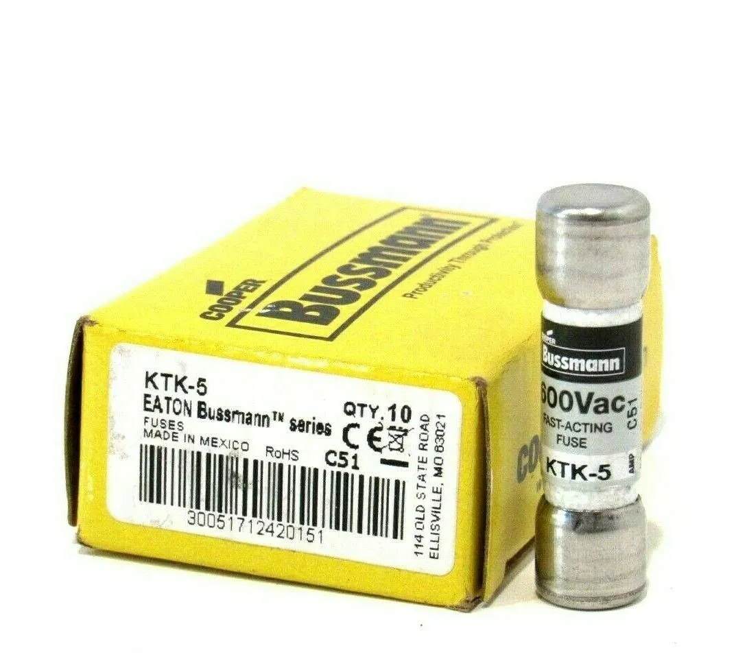 LOT OF 10 NEW BUSSMANN KTK-5 FUSES KTK5