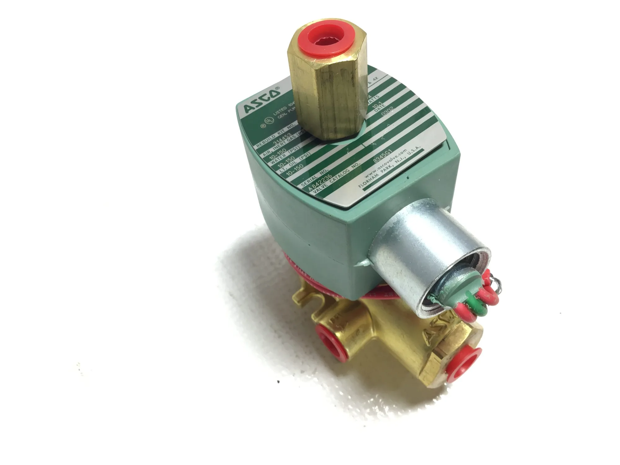 Asco 8345G1 Red Hat Solenoid Valve 3 Way 1/4″ Pipe 10.1 Watts 10-150PSI