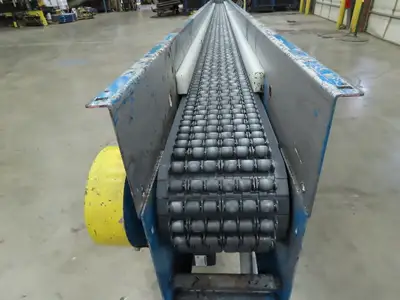 New London Engineering 8"x 20' Plastic Roller Belt Accumulating Conveyor 30 FPM