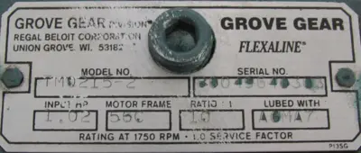 NEW GROVE GEAR TMQ215-2 GEAR REDUCER 10:1