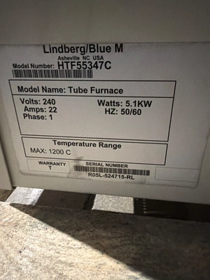 Used LINDBERG/BLUE M HTF55347C Tube Type Furnaces Michigan US | iGAM Industrial Marketplace #1266962